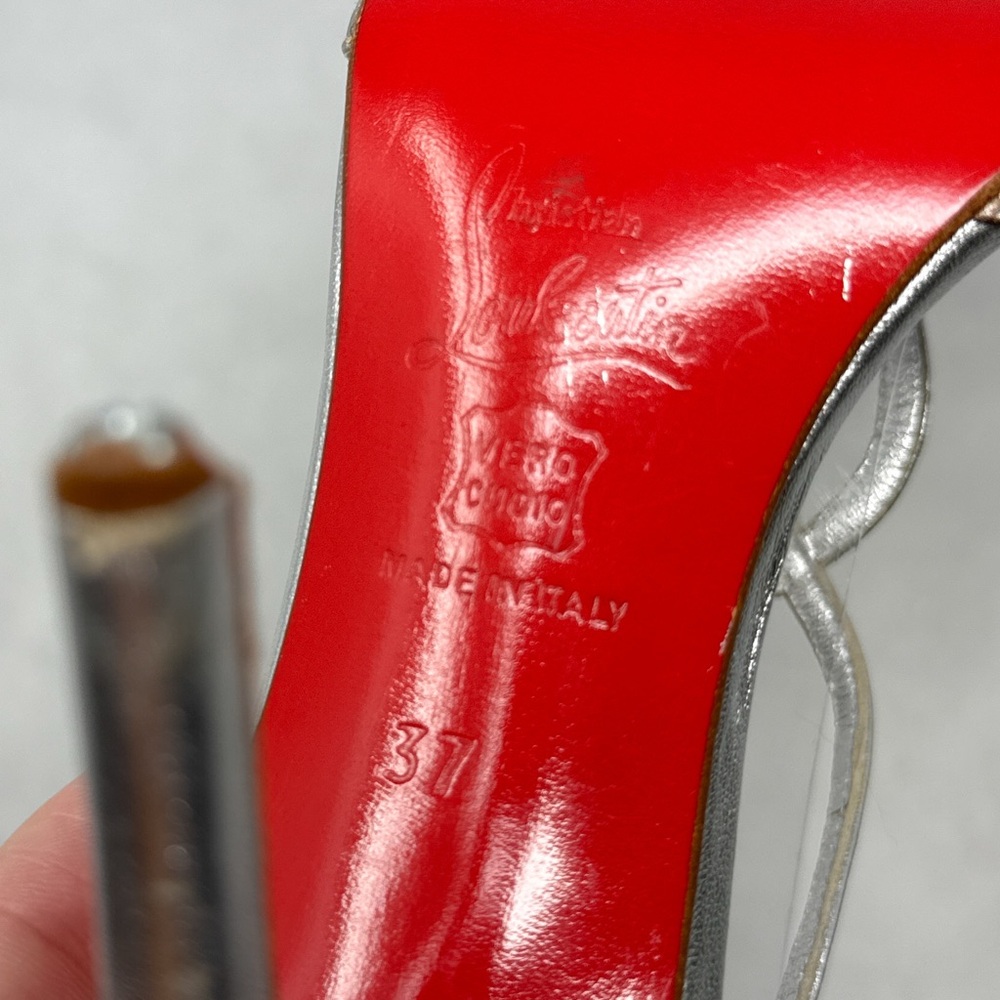 Christian Louboutin Vintage Y2K Metallic Strappy Leather Mary Jane Sandal Heels - Picture 13 of 16